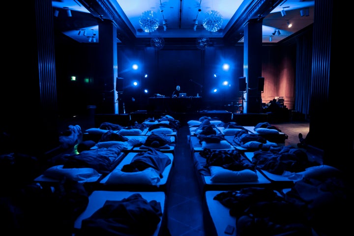 Robert Rich's Sleep Concerts -- like the one pictured here that took place at Moogfest in Durham, North Carolina, last month -- run eight hours and audience members are supposed to fall asleep.