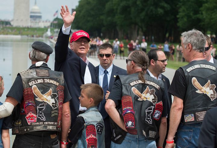 Trump came to Washington to talk to vets during the annual Rolling Thunder parade ahead of Memorial Day.