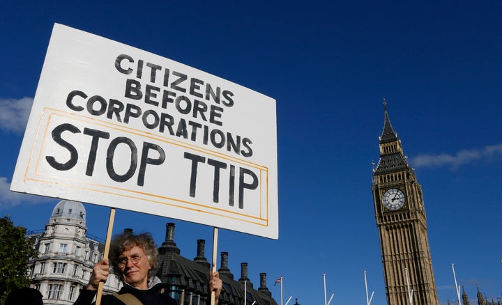 Protestors against the trade deal