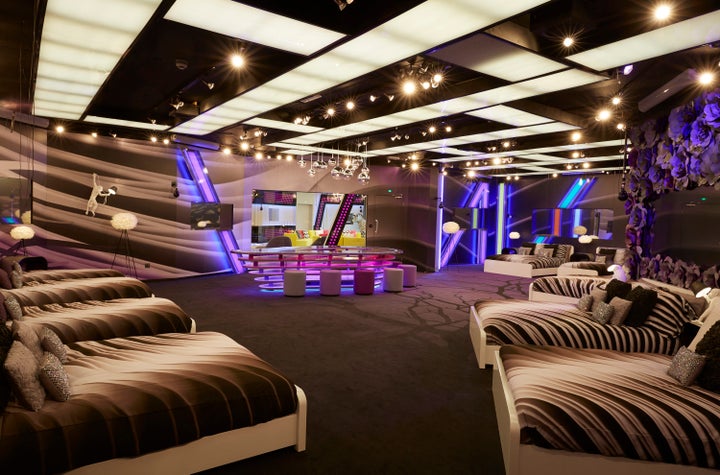 <strong>The bedroom takes on a monochrome theme with lots of purple detail</strong>