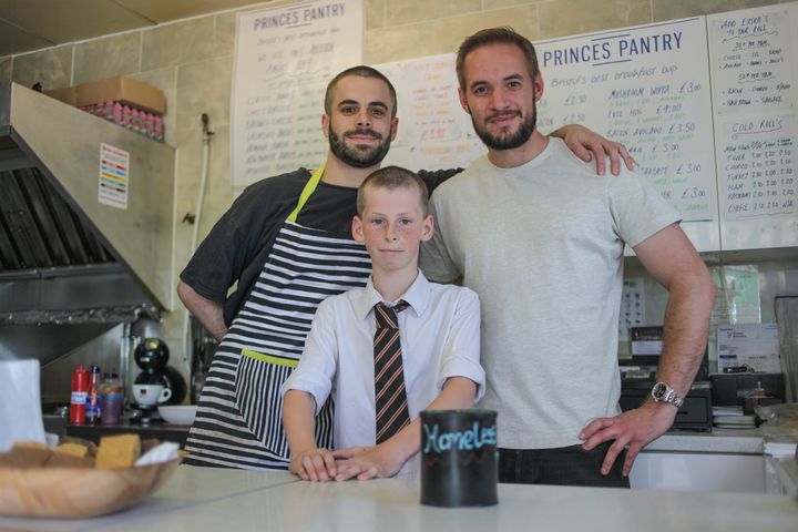 Hamish, centre, with Nuw Allen, left and Matt Allen, right, of the Princes Pantry Cafe