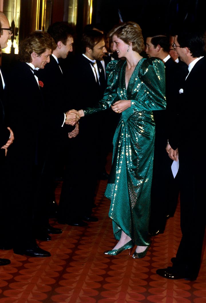 Princess Diana at the 'Biggles' premiere.