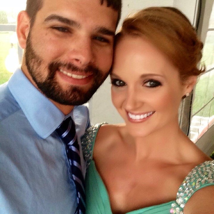 The 30-year-old, pictured here with her husband Ryan, believed she would lose her arm