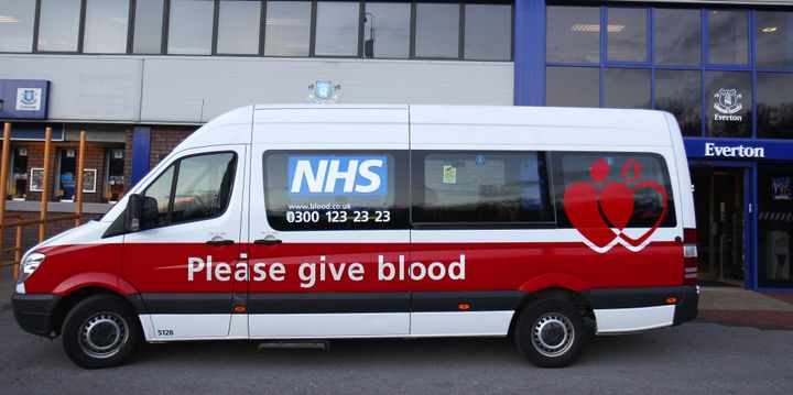 An NHS blood donation van in England