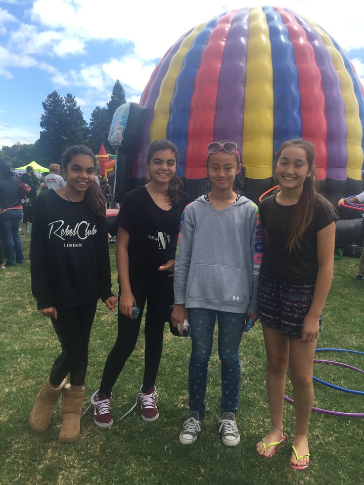 Zara, left, with her sister and friends at the Hometown Days fair in San Carlos, California, on May 22, 2016.