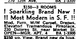 A 1961 listing for an apartment found in the San Francisco Chronicle.