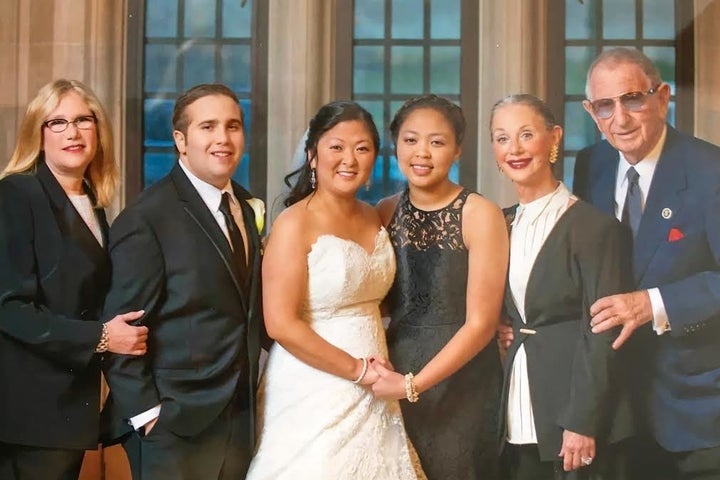 Honey and her husband Sheldon at the wedding of their grandson Logan to granddaughter in-law Annie. 