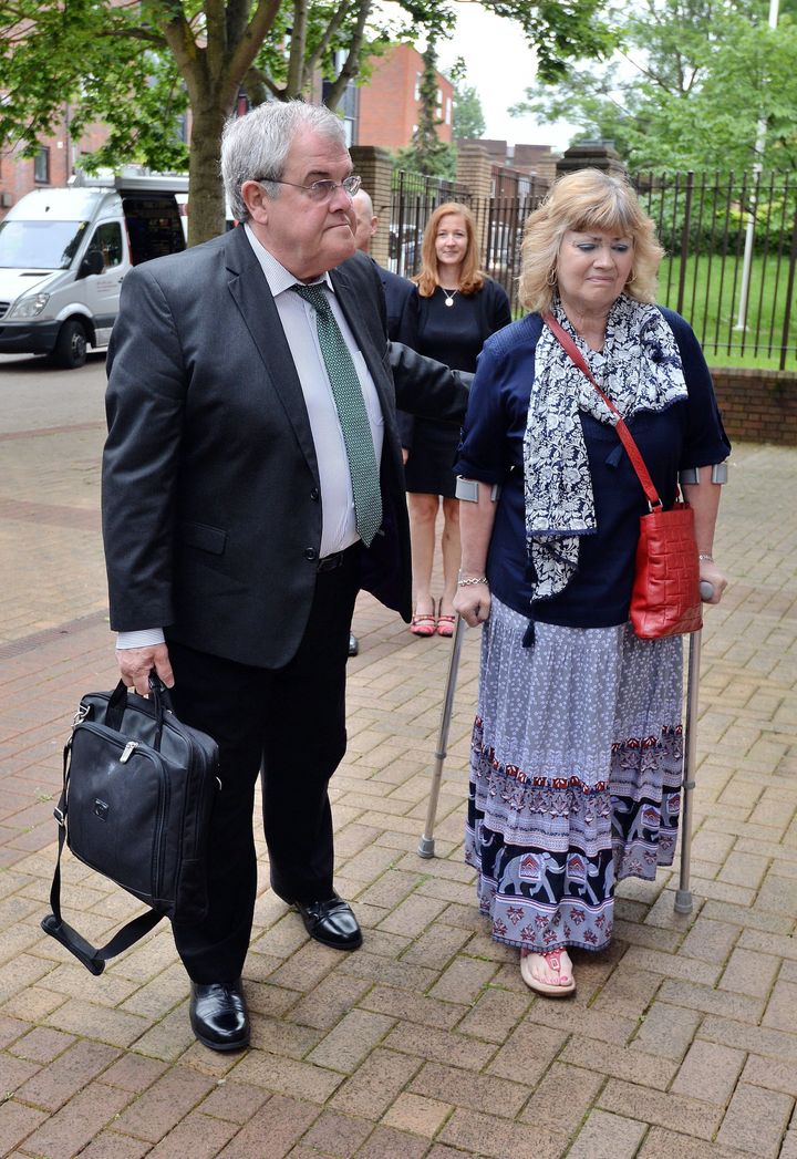 Des and Doreen James arrive at Surrey Coroner's Court in Woking on Friday 