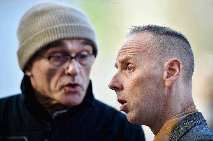 Danny Boyle and Ewan Bremner on set last month 