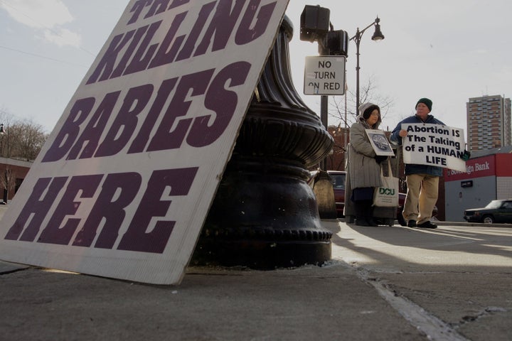 Anti-abortion protestors gather in Boston in 2006. 