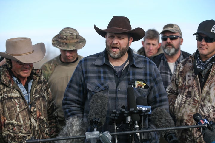 Ammon Bundy speaks to media during the occupation of the Malheur National Wildlife Refuge on Jan. 6, 2016.