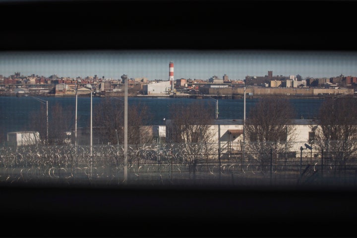 A view from a jail cell in the Enhanced Supervision Housing Unit at the Rikers Island Correctional facility in New York.