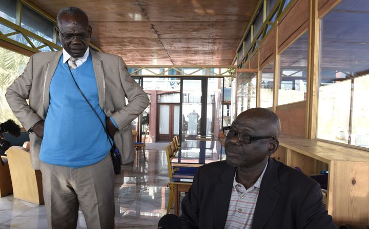 Clement Abai Fouta, left, and Chadian Souleymane Guengueng, pictured in Dakar, Senegal in 2015, survived torture under Chadian dictator Hissene Habré. Then they helped bring the case that found him guilty this week.