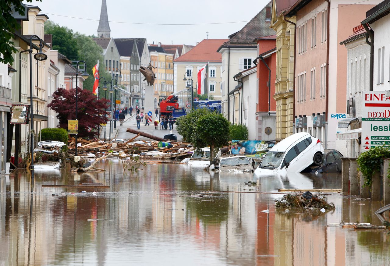 Damage caused by floods in the Bavarian village of Simbach am Inn, Germany, on June 2, 2016.