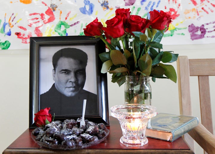 A memorial to honor Muhammad Ali at the Louisville Islamic Center in Louisville, Kentucky. 