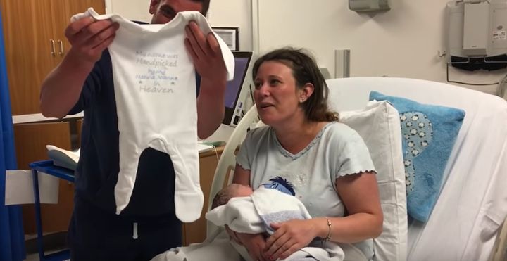 Sarah's sister Katrina and her partner Danny finding out their newborn son's name