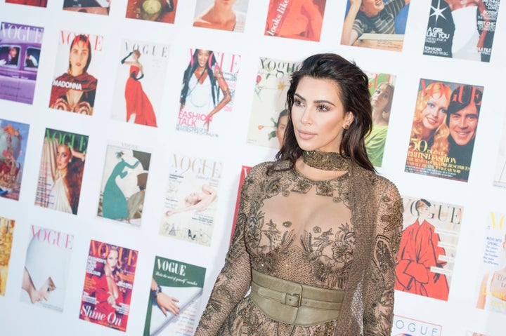 Kim Kardashian West arrives for the Gala to celebrate the Vogue 100 Festival at Kensington Gardens on May 23, 2016 in London, England.