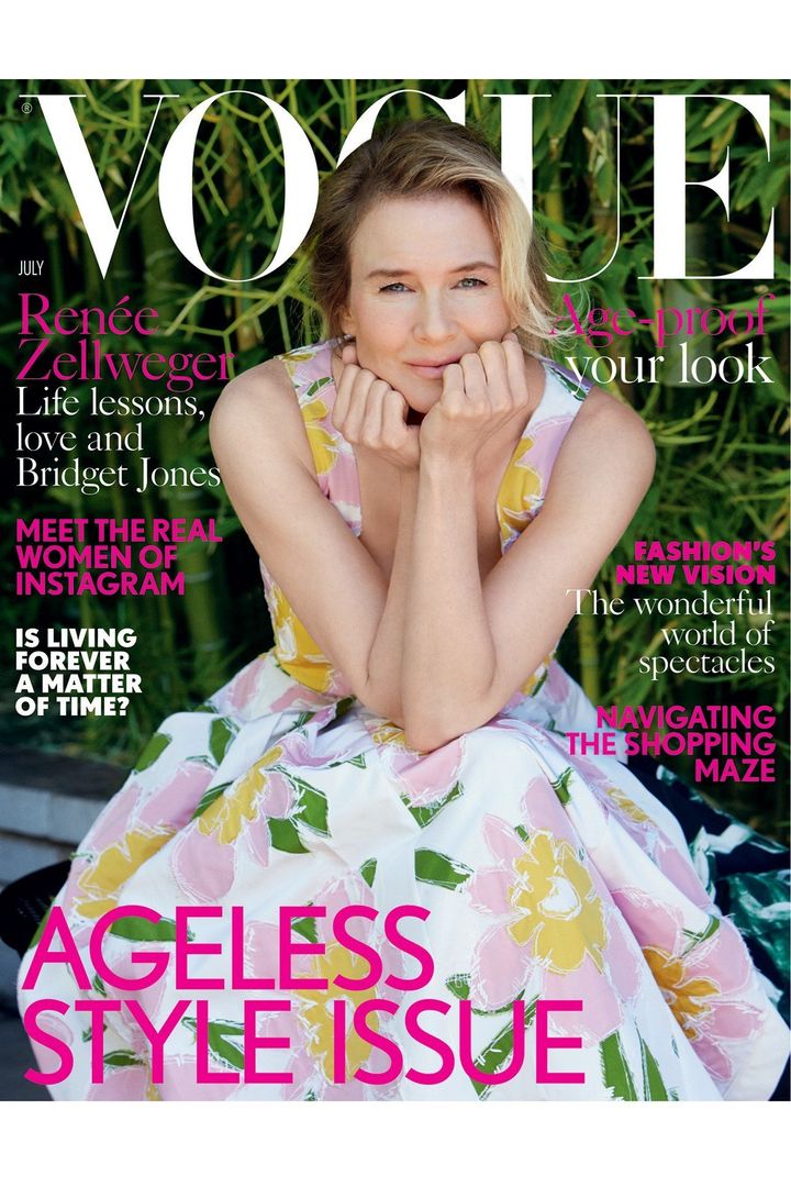 Renée Zellweger on the cover of Vogue UK's July 2016 issue.