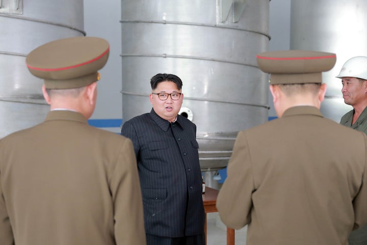 North Korean leader Kim Jong Un visits the construction site of a soap factory in this undated photo released by North Korea's Korean Central News Agency (KCNA) on June 4, 2016.