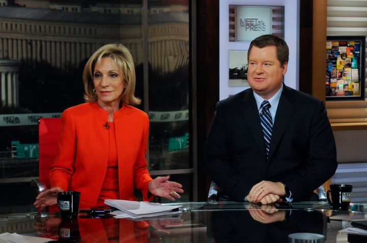 Conservative pundit Erick Erickson, right, continues to call out Donald Trump. Here, he appears on "Meet the Press" with Andrea Mitchell.