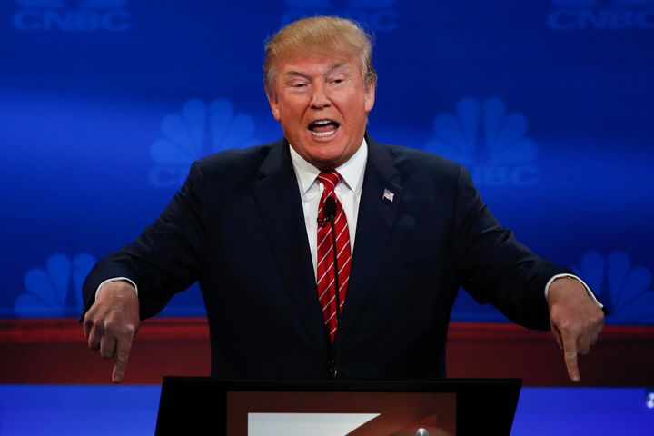 Donald Trump during a presidential debate. He has been dogged about sales tactics at Trump University, with greater scrutiny as the general election has approached.