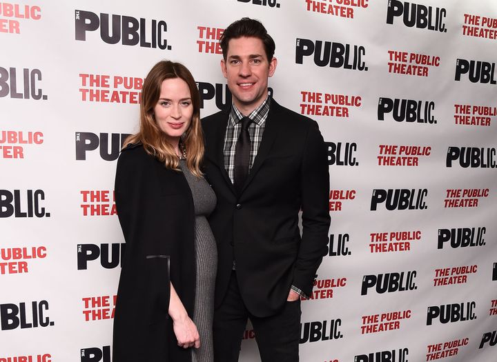 Emily Blunt and John Krasinski attend "Dry Powder" at The Public Theater on March 22, 2016, in New York City.
