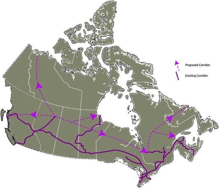 Potential and existing transportation corridors.