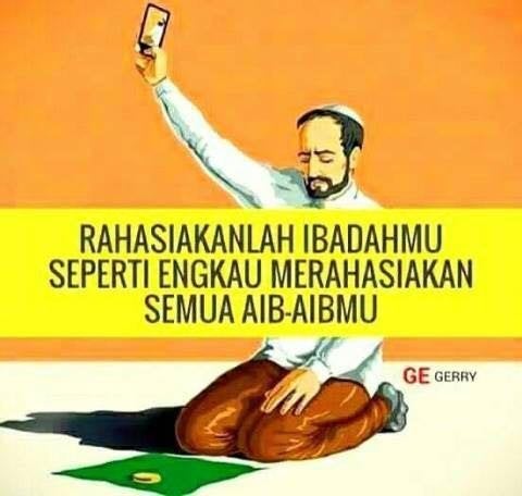 A meme derived from the satirical illustration "Holy Selfie," by Gunduz Agayev. The text reads: "Keep your worship secre
