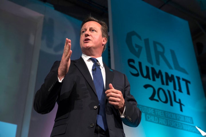 David Cameron addressing the Girl Summit 2014, when he pledged to make it compulsory for teachers and health workers to report cases of FGM