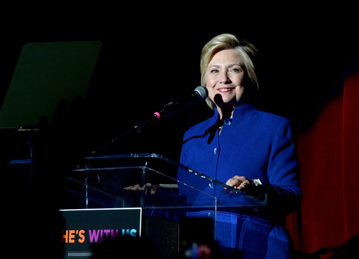 Hillary Clinton smiles at an event in Los Angeles on Monday. A win in South Dakota just adds to her margin of victo