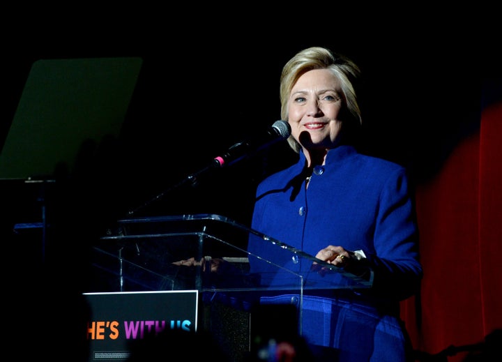 Hillary Clinton smiles at an event in Los Angeles on Monday. A win in South Dakota just adds to her margin of victory over Bernie Sanders.