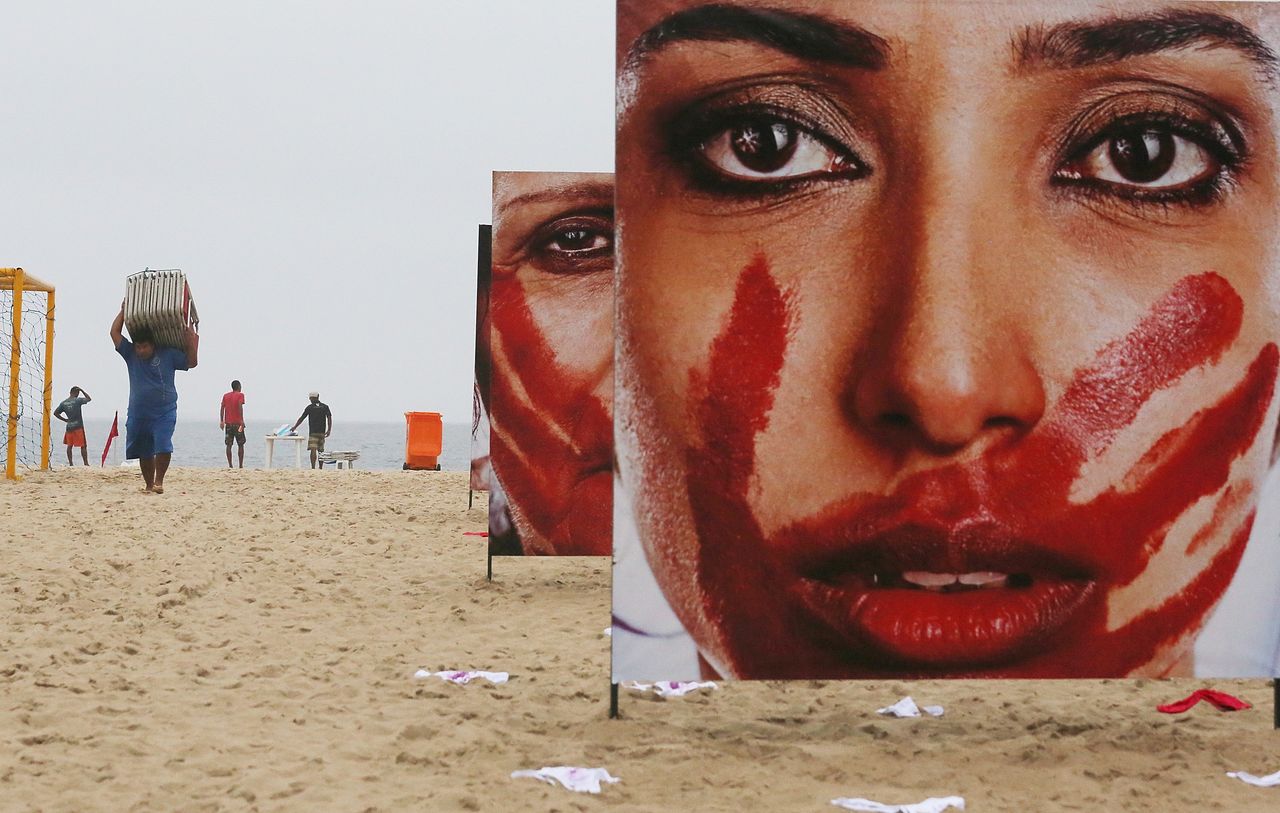 Monday's protest on Copacabana beach in Rio de Janeiro follows the widely publicized gang rape of a 16-year-old girl in the city in late May.