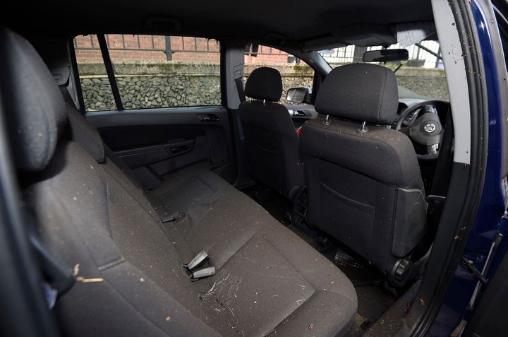 The interior of Imoh's waterlogged car 