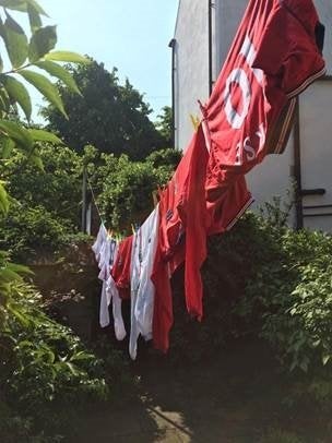 The six previous England tops donated for the Calais trip