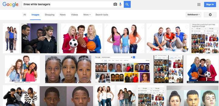 Three white teenagers.
