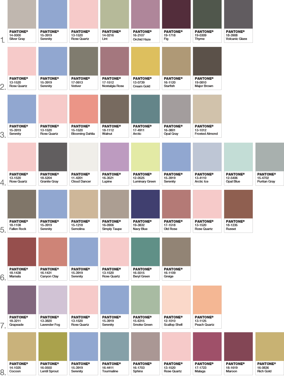 Pantone Color Chart With Names