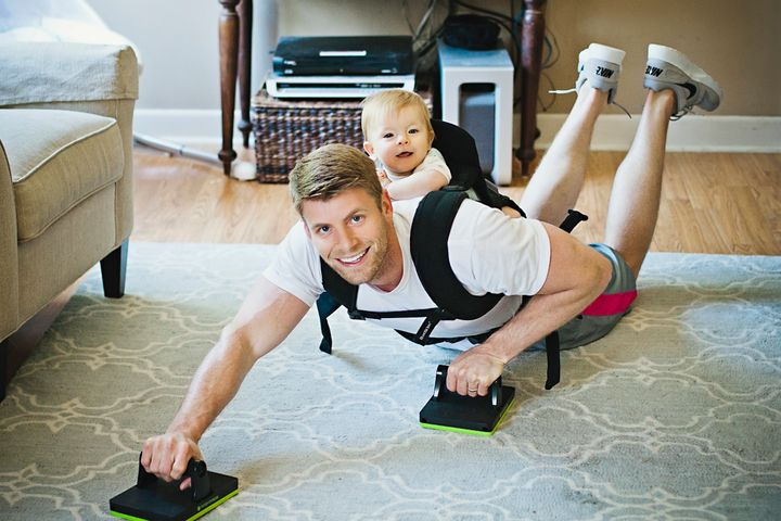 Brent Kruithof with his son Decker on a morning workout.
