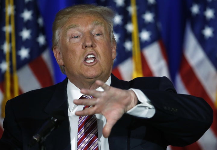Presumptive Republican nominee Donald Trump speaks at a campaign event on June 7. Latino leaders want him to apologize f