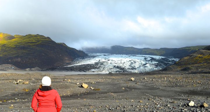 Exploring near a glacier in Iceland