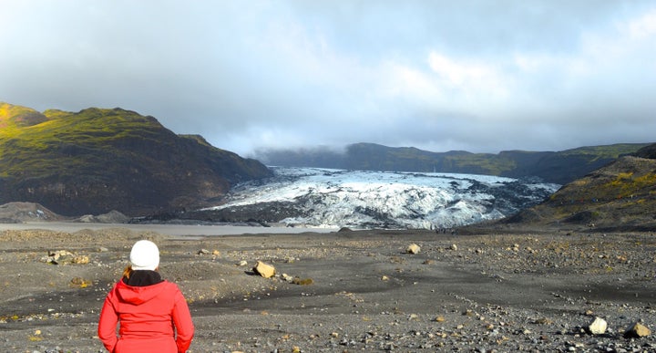 Exploring near a glacier in Iceland