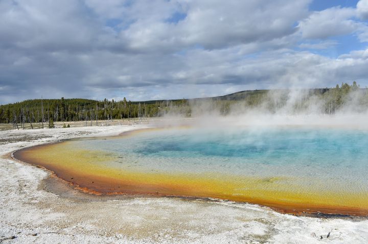 A view of a hot spring at the Upper Geyser Basin at Yellowstone National Park