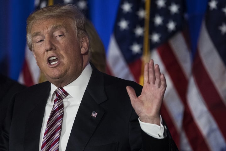 Donald Trump, presumptive Republican presidential nominee, speaks during a primary night event at the Trump National Golf Club Westchester in Briarcliff Manor, New York, on Tuesday, June 7, 2016.