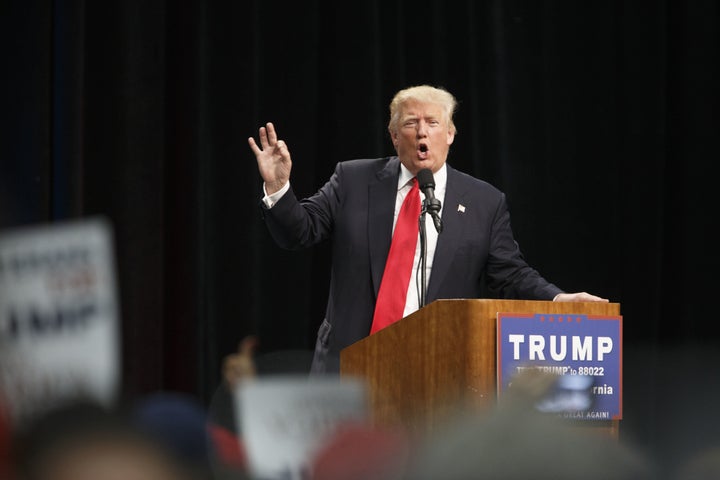 Donald Trump, presumptive Republican presidential nominee, speaks during a campaign event in San Diego, California, on Friday, May 27, 2016.