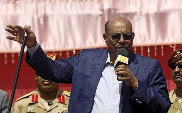 Sudanese President Omar Bashir, who is wanted by the International Criminal Court for war crimes and crimes against humanity, is pictured in North Darfur in April. 