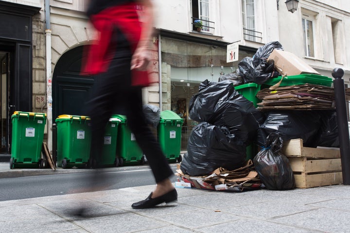 Rubbish has piled up in parts of Paris ahead of the start of the 2016 UEFA European Championship.