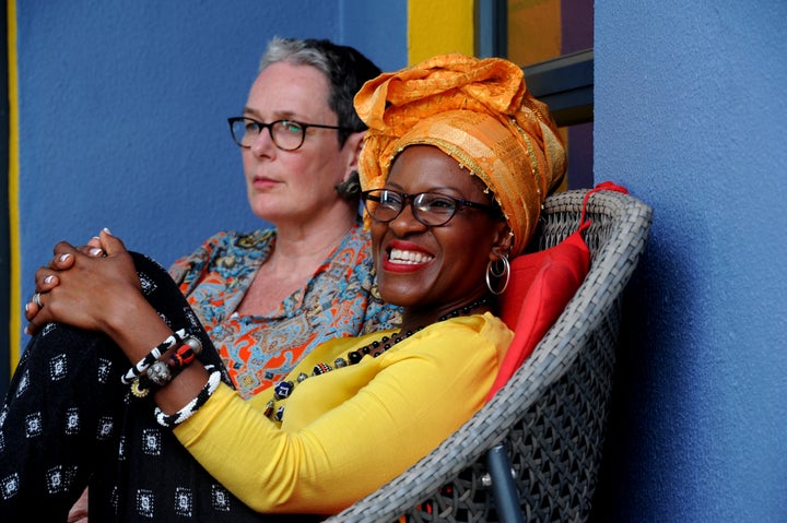 The daughter of Archbishop Emeritus Tutu, Reverend Mpho Tutu and her wife, Professor Marceline Furth, during an interview on