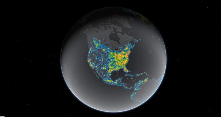 Light pollution now blots out the Milky Way for 8 in 10 Americans. Bright areas in this map show where the glow from artificial lighting obscures the stars and constellations.