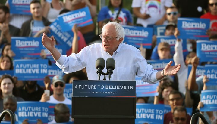 Democratic presidential candidate Sen. Bernie Sanders (I-Vt.), speaks during a campaign rally in Washington, D.C. 