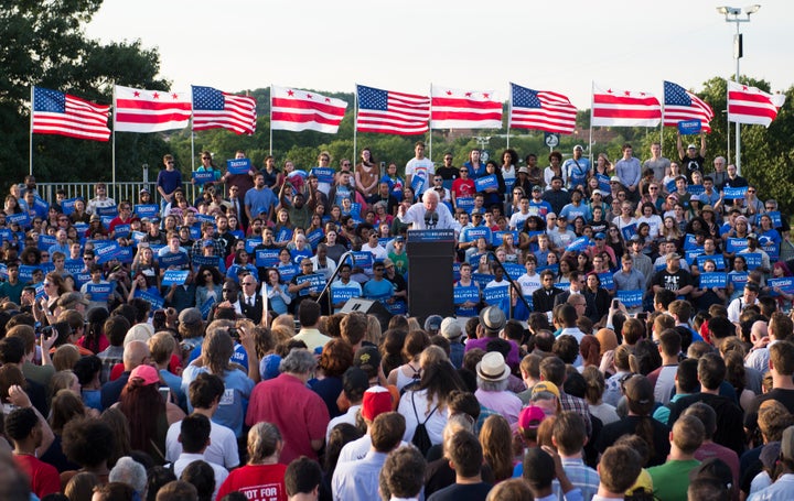 Democratic Presidential Candidate Bernie Sanders speaks during A Future to Believe In rally on June 9, 2016, in Washington, DC.