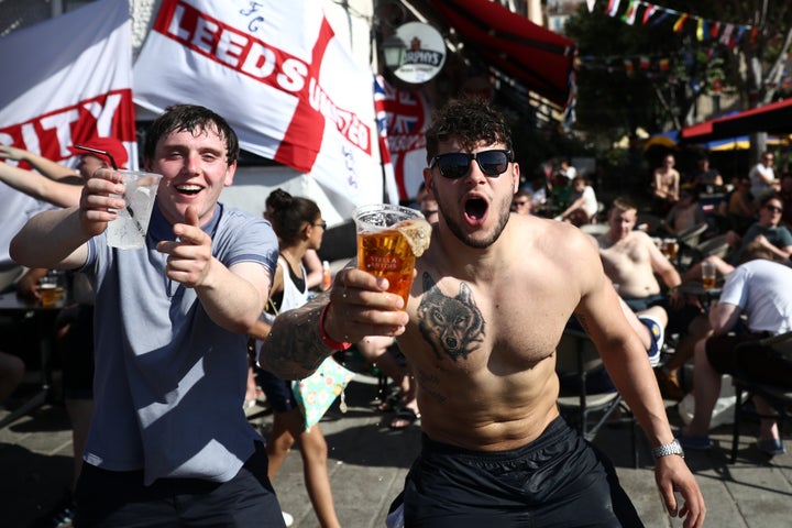 England fans drinking in Marseille before the clashes